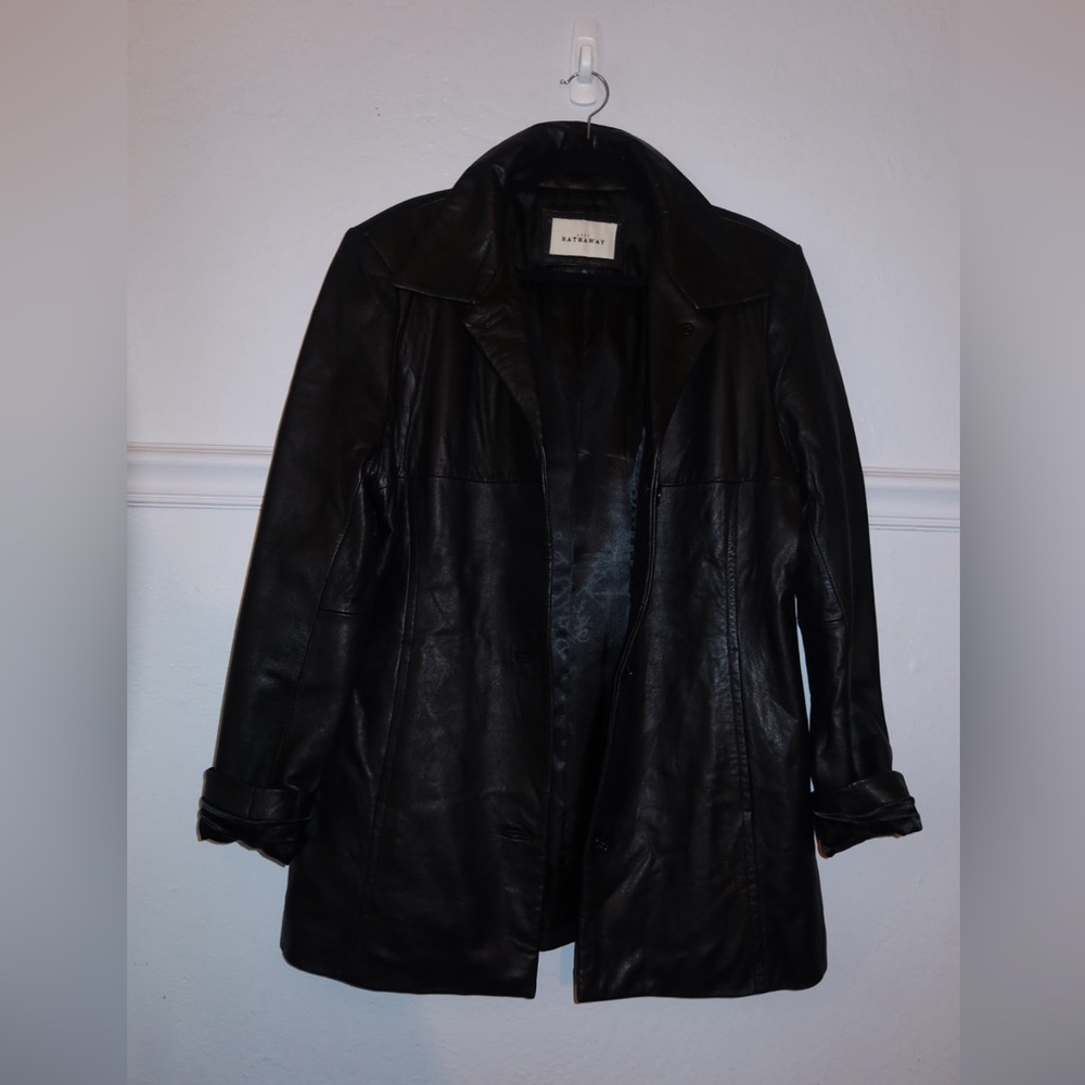 Sleek Black Leather Jacket by Lafayette 148